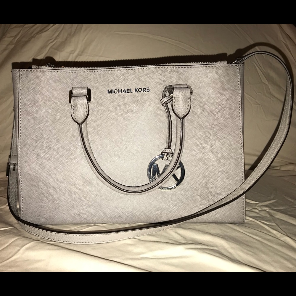 Pearl Grey Michael Kors Satchel Purse